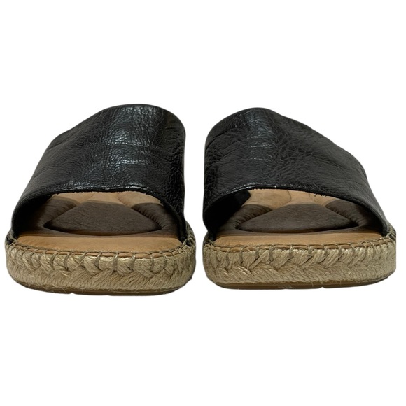 BORN SAN BENITO BLACK LEATHER ESPADRILLE SLIDE SANDALS SZ 7M EUC - Picture 5 of 14